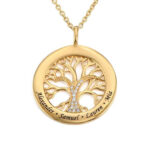 Customized for her: The meaning of the Tree of Life 14K gold cubic zirconia engraved necklace